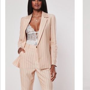 Peach striped tailored blazer and pants set